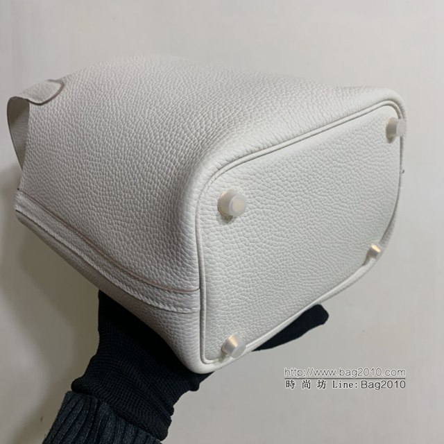 Hermes手提包 愛馬仕Picotin菜籃子女包 18cm TC皮 手工蜜蠟線縫製 奶昔白  tdh2027